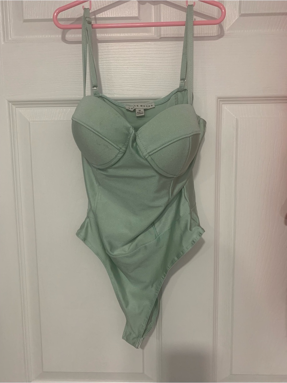 Haute Monde Mint Green Sculpted Underwire Bodysuit Size M